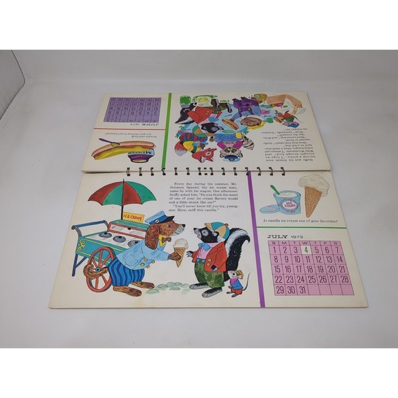 Vintage Little Golden Book Sniffy's 1973 Fragrance Calendar Spiral Bound Book - Picture 5 of 8
